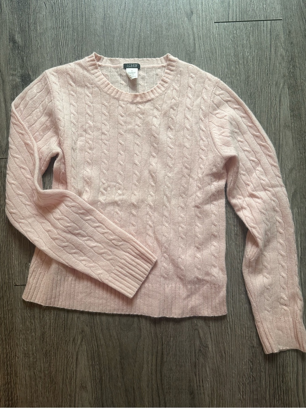 J. Crew Pink wool rabbit hair Cable-Knit Crewneck Sweater